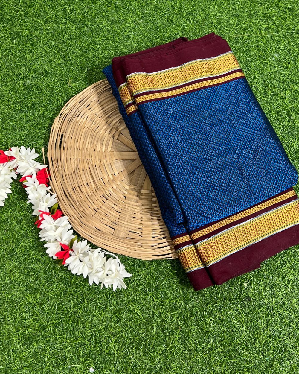 Cotton Khun Peacock Blue Colour 36 Inches Width