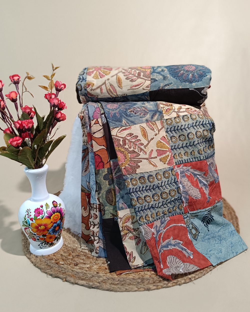 Printed Cotton  Patchwork Quilt Multicolor 42 Inches Width