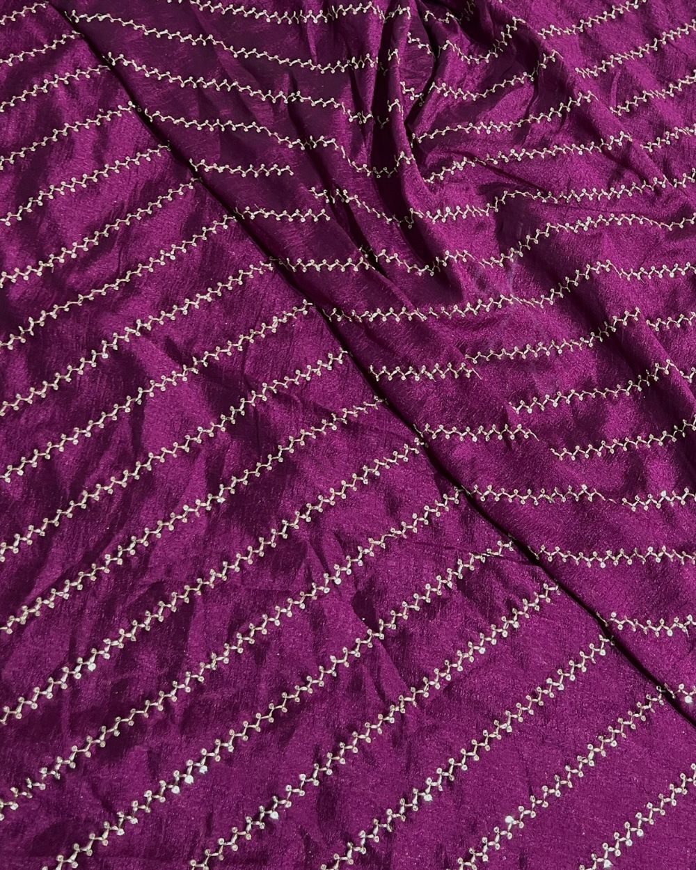Vichitra Silk Work Wine Colour 44 Inches Width