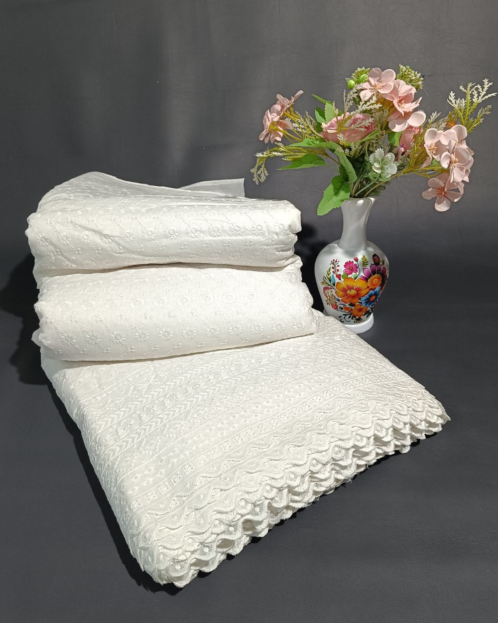 Chikankari Cotton With Border Work White Colour 42 Inches Width