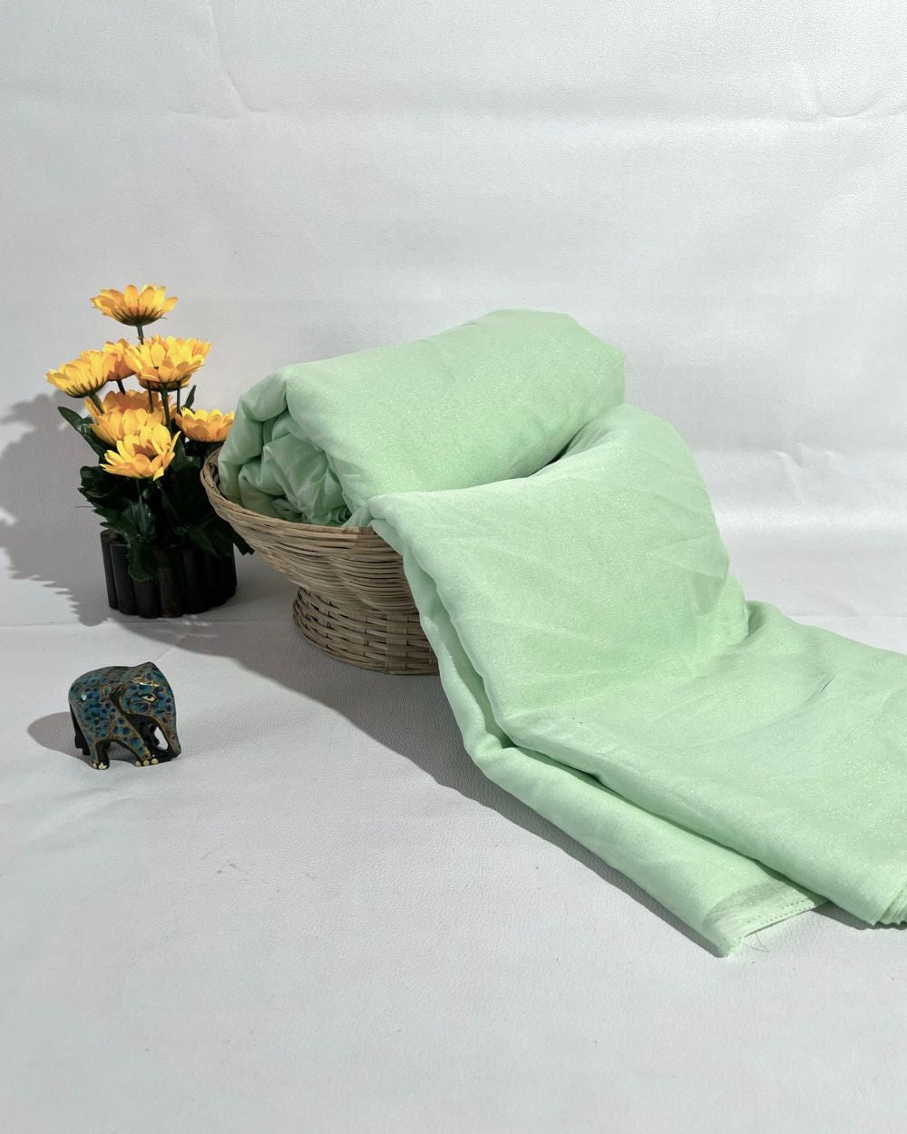 Plain Star Georgette Light Pista Green Colour 44 Inches Width