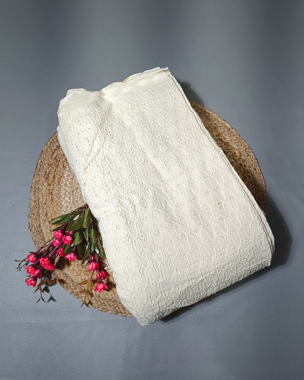 Dyeable Pure Cotton Hakoba Fabric Off White Colour 45 Inches Width