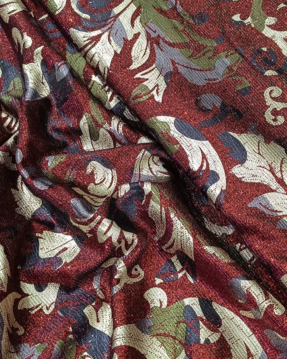 Imported Digital Printed Sparkle Maroon Colour 58 Inches Width