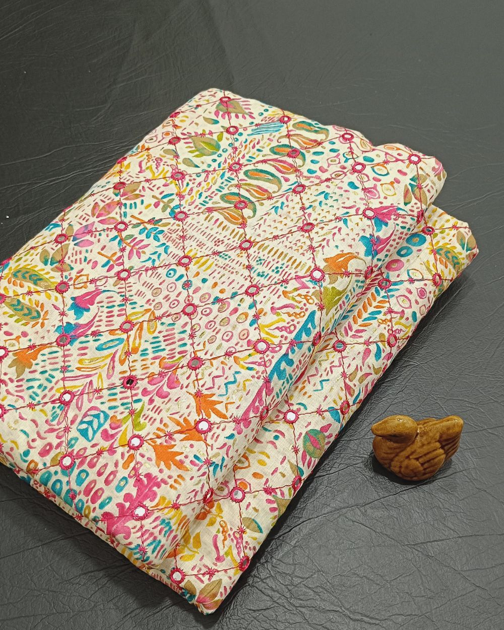 Cotton Foil with Abla Work Multicolor 42 Inches Width