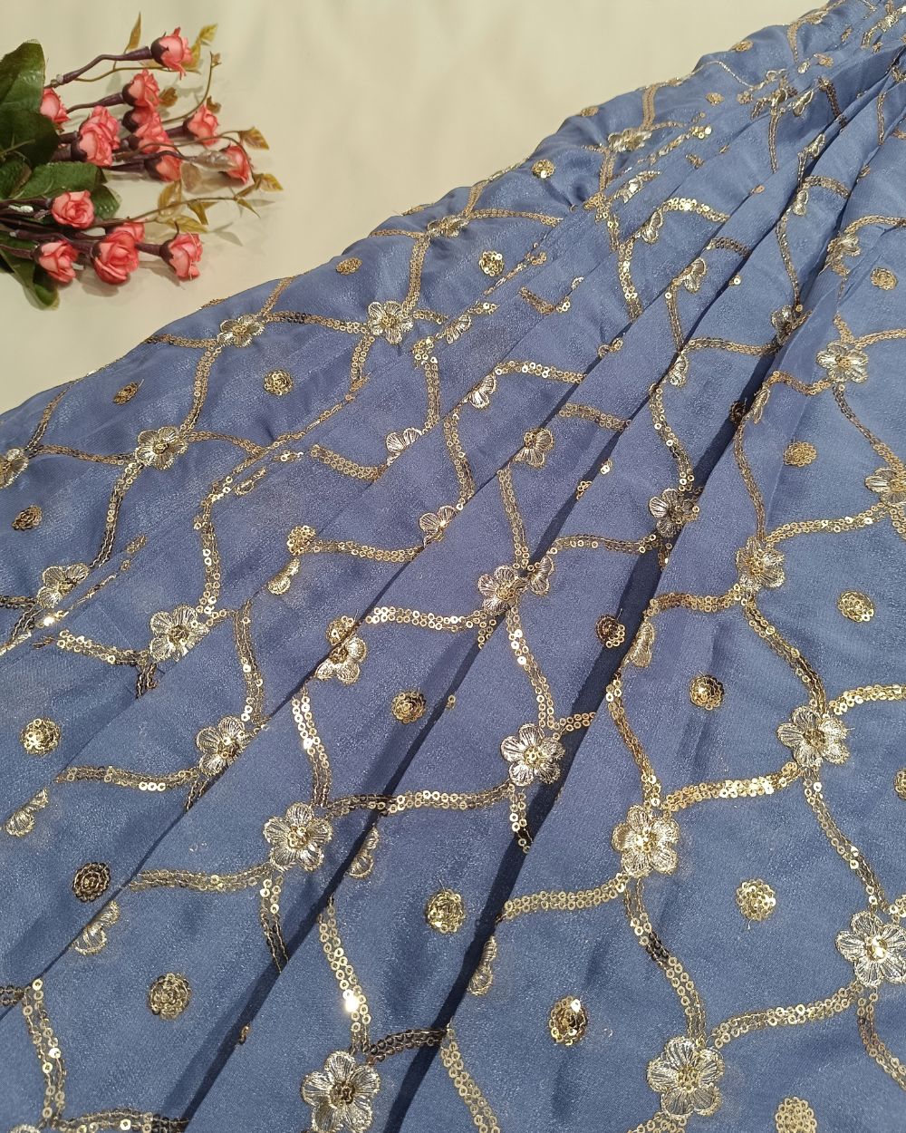 Premium Georgette Work Grey Colour 44 Inches Width