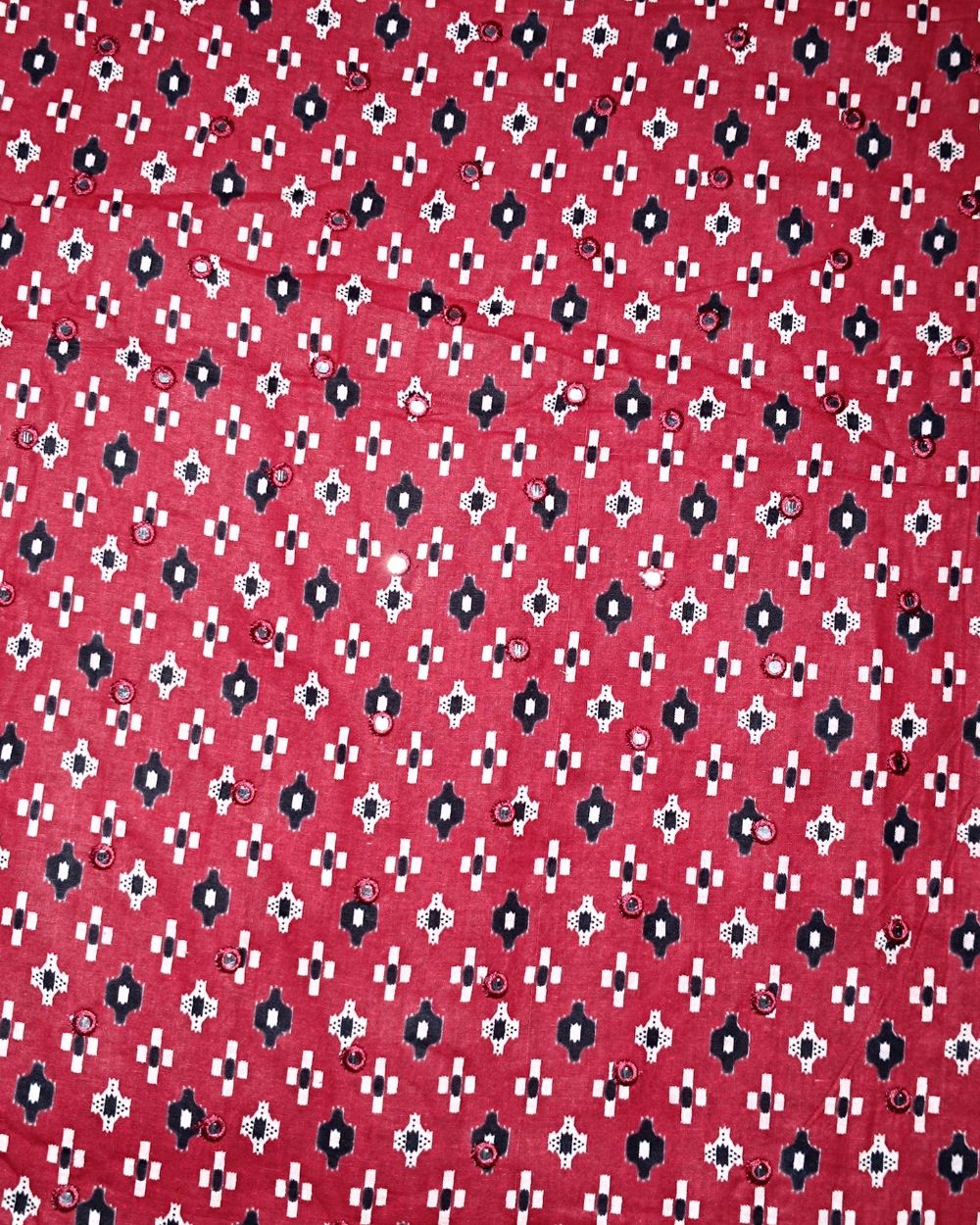Cotton Abla Work Maroon Red Colour 44 Inches Width
