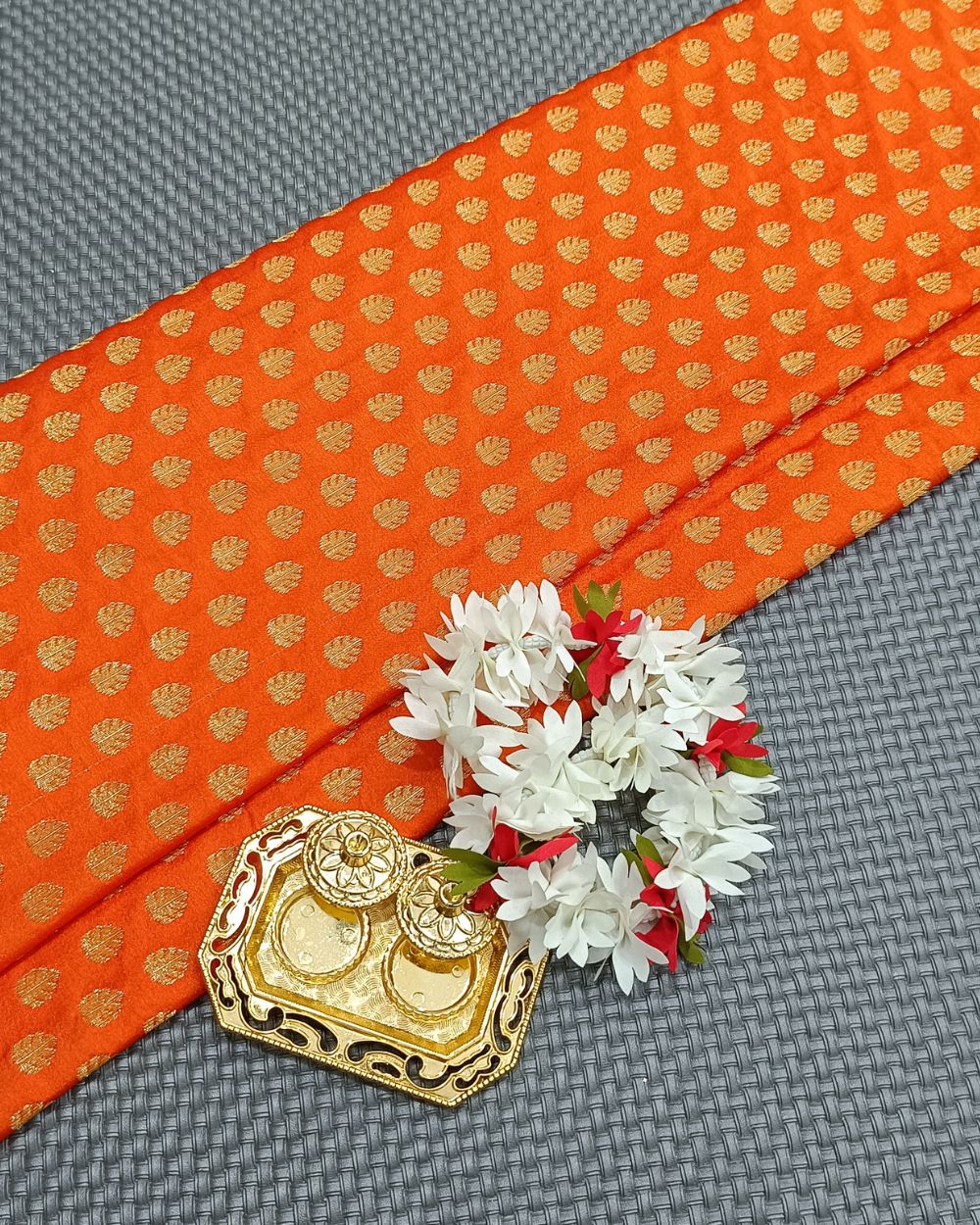 Banarasi Orange Colour 42 Inches Width