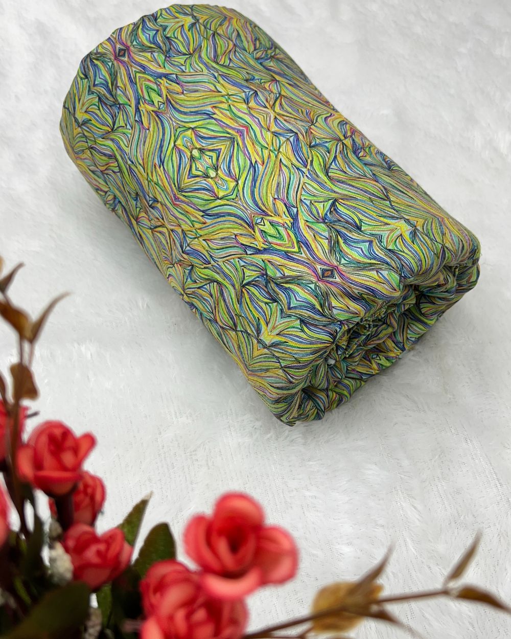 Printed Cotton Mix Pashmina Green Colour 42 Inches Width