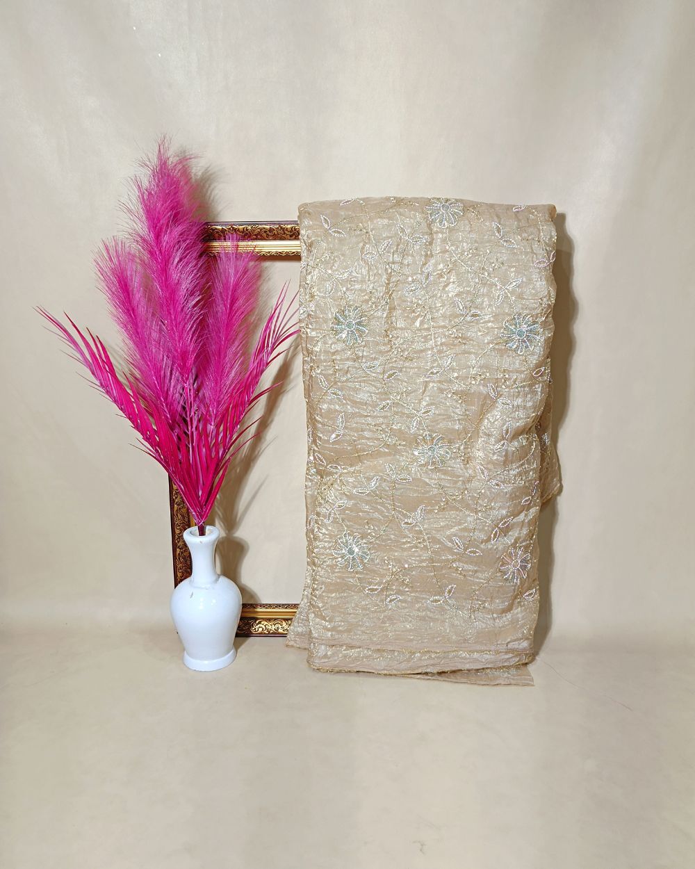 Gold Crush Work Golden Colour 44 Inches Width