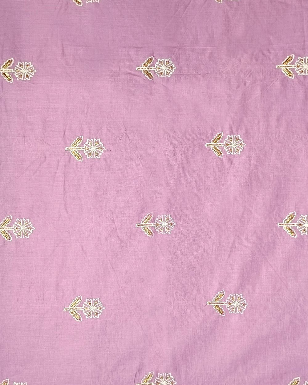 Cambric Cotton with Thread Work Pinkish Lavender Colour 40 Inches Width