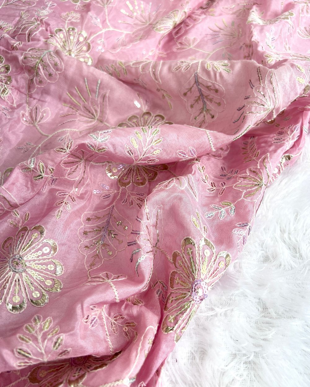 Upada Work Baby Pink Colour 44 Inches Width