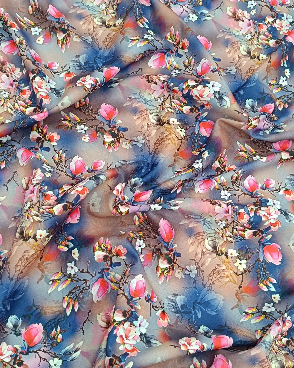 Printed Crepe Digital Peach Colour 44 Inches Width