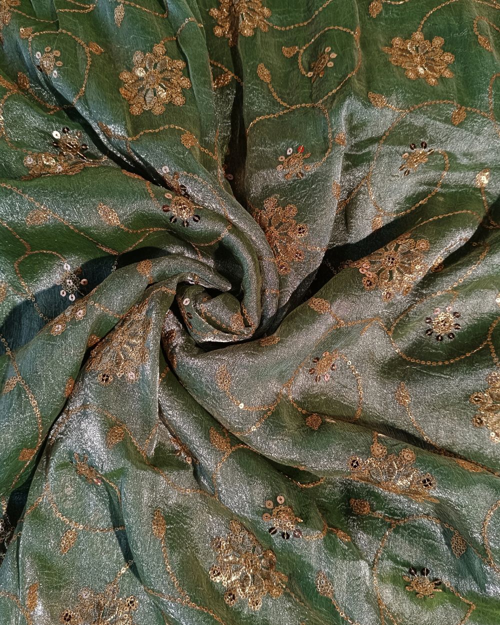 Gold Crush Work Pastel Pista Colour 48 Inches Width