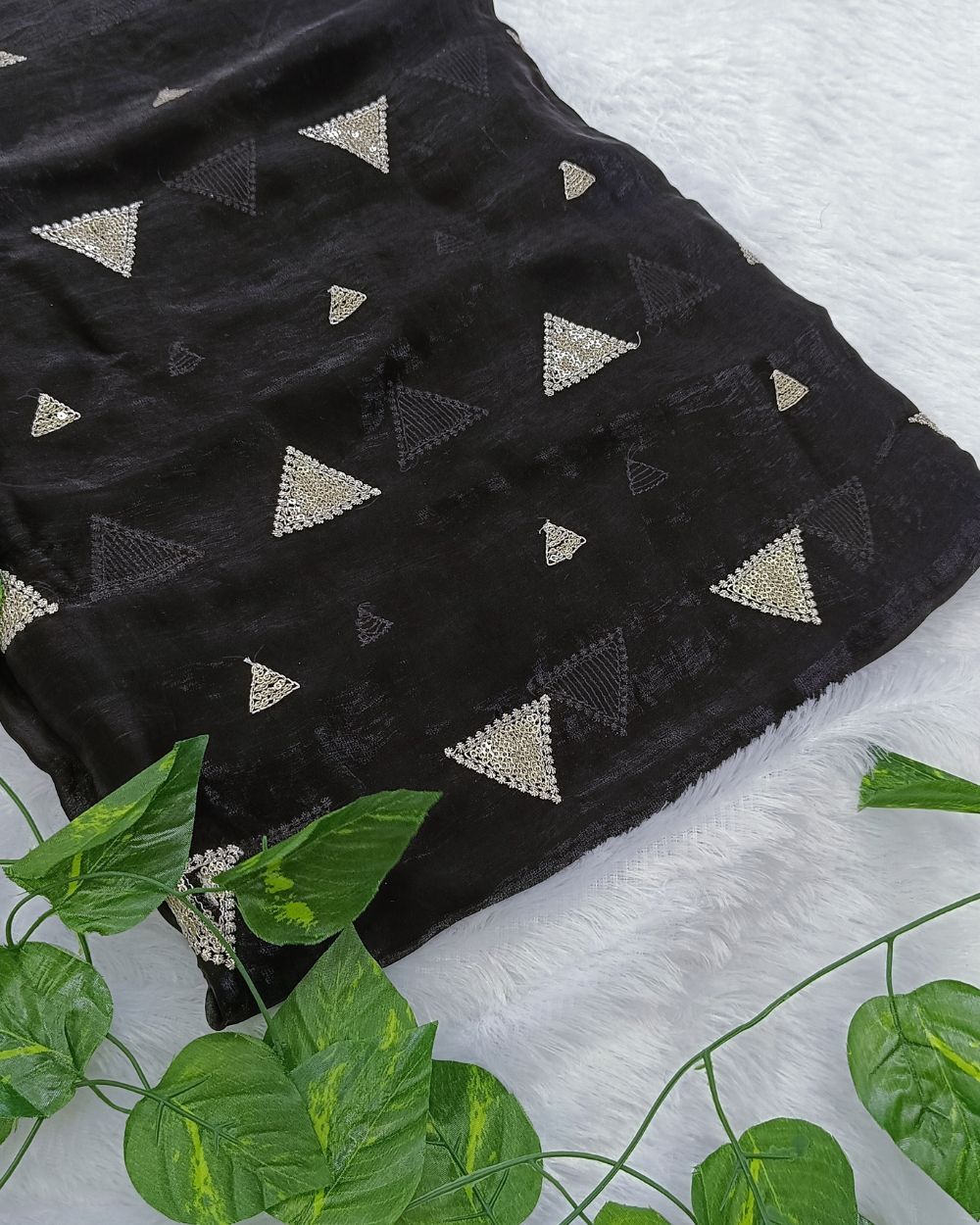 Space Silk Work Black Colour 45 Inches Width
