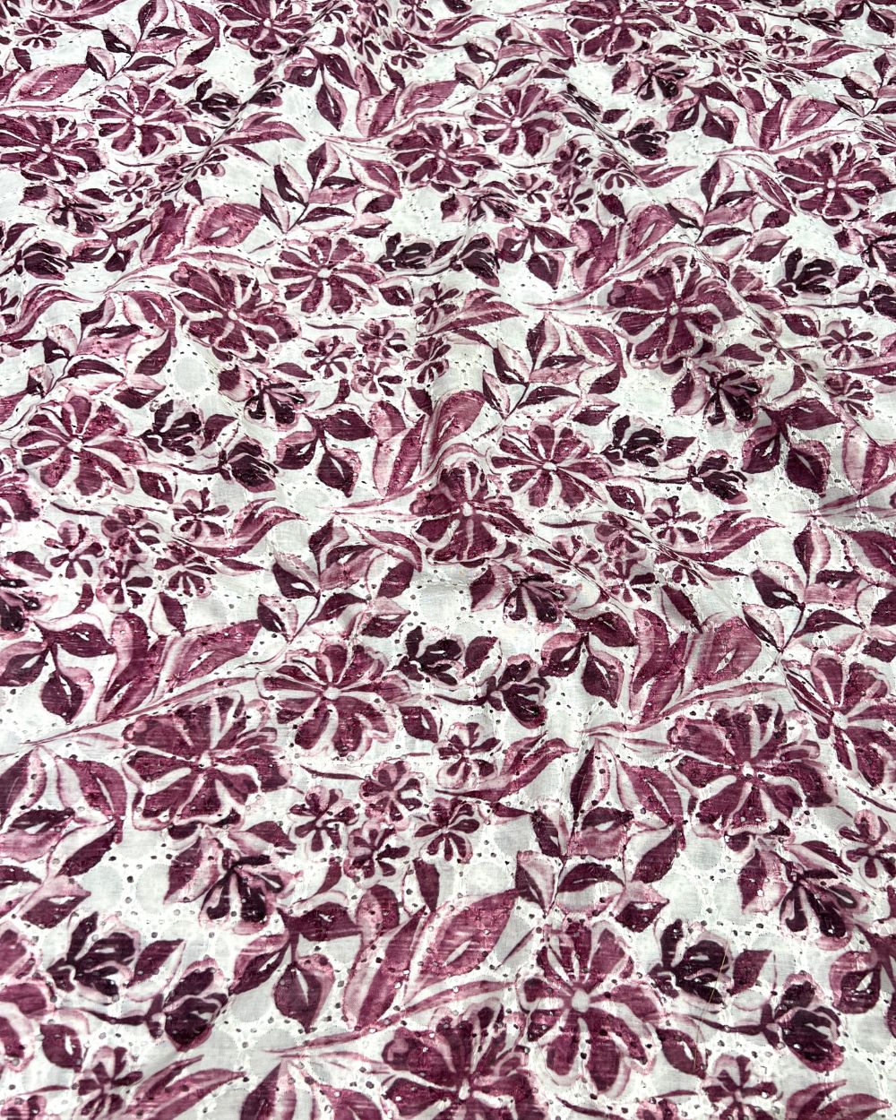Printed Hakoba Cotton Wine Colour 46 Inches Width