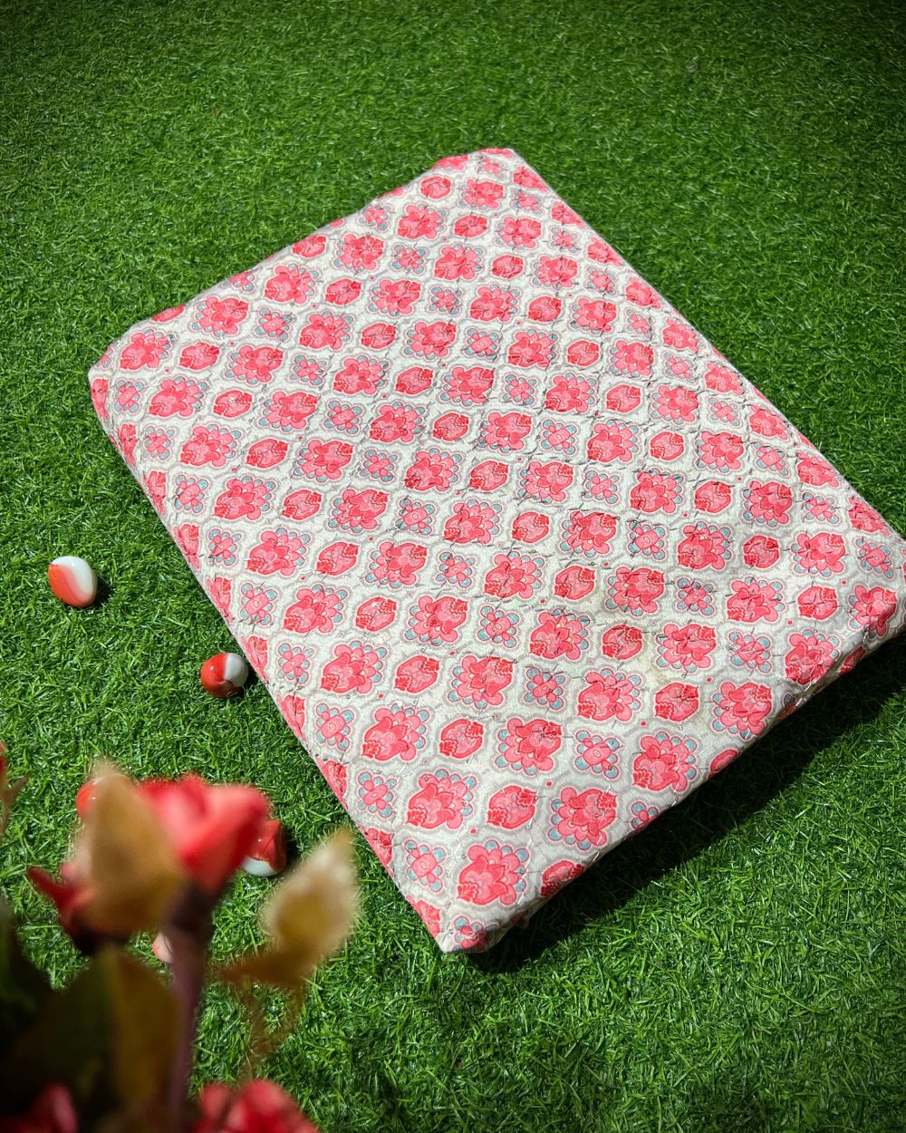 Silk Crochet Work Peach Pink Colour 42 Inches Width
