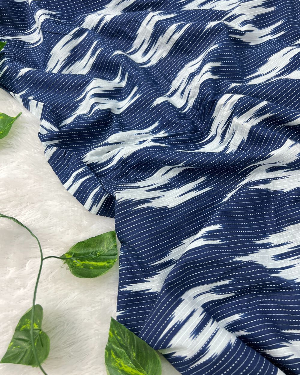 Printed Cotton Kantha Work Navy Blue Colour 42 Inches Width