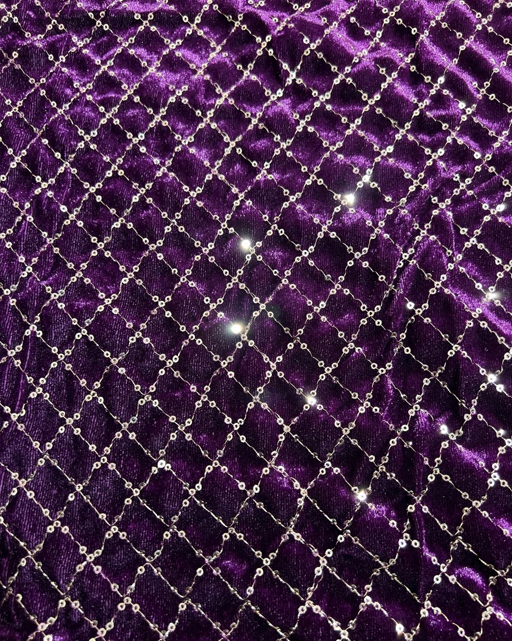 Velvet Work Purple Colour 42 Inches Width