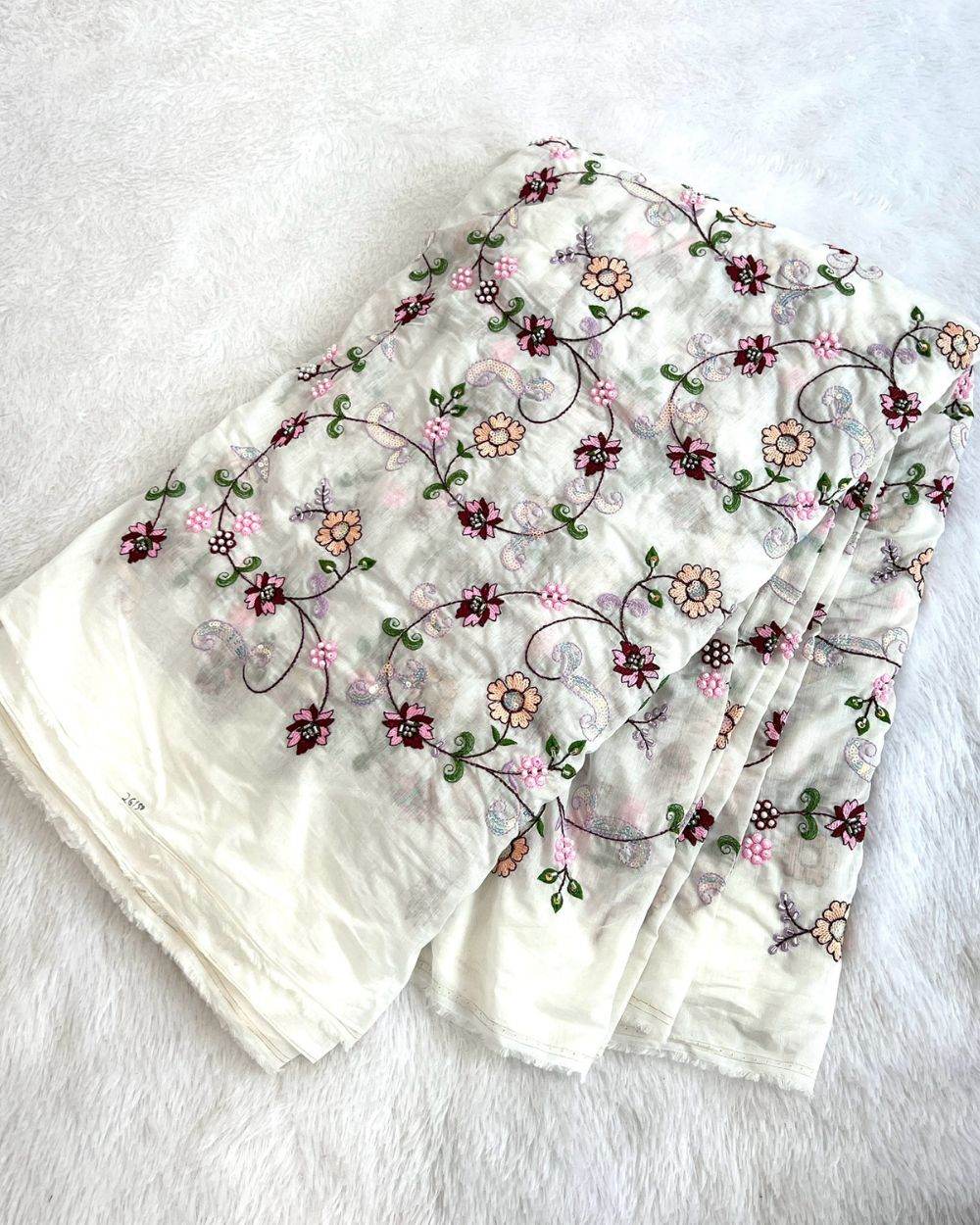 Chanderi Work White Colour 44 Inches Width