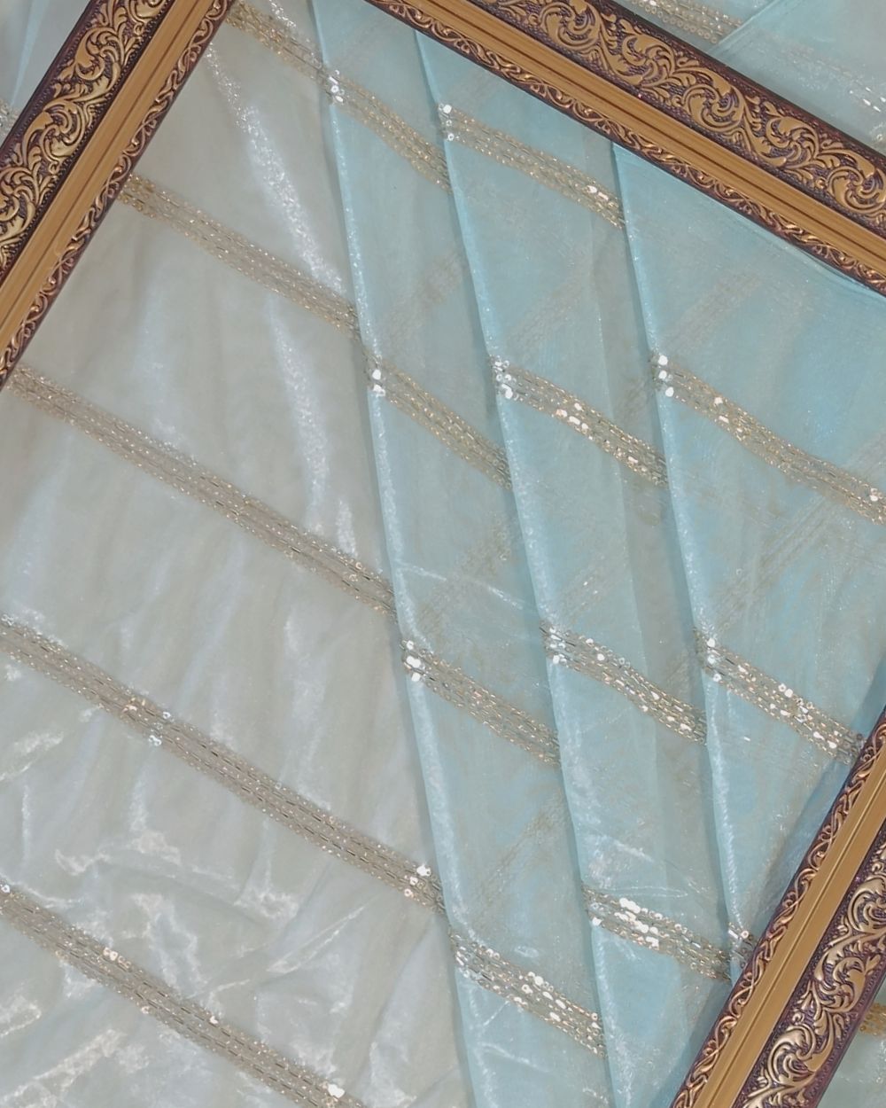 Twill Net Work Pastel Blue Colour 42 Inches Width