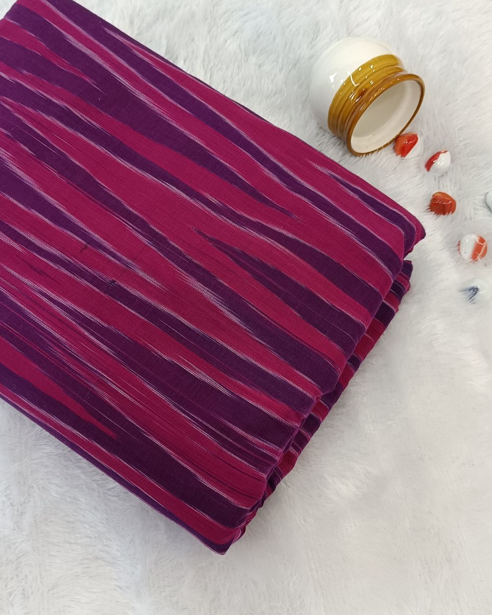 Woven Pure Cotton Ikat Violet Colour 42 Inches Width