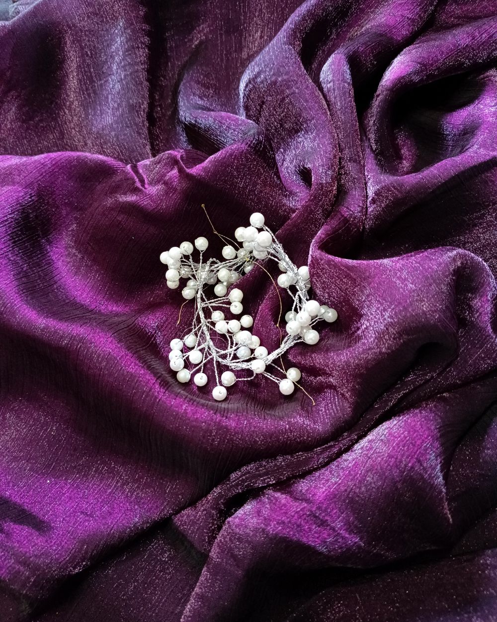 Plain Pure Space Silk Saree Without Blouse Dark Wine Colour 44 Inches Width