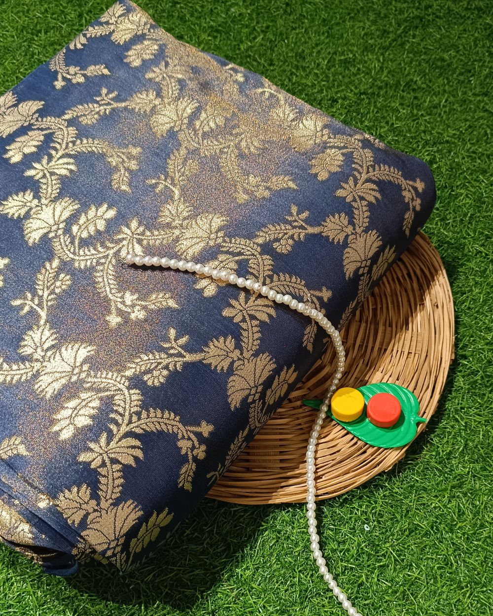 Cosmos Zari Work Navy Blue Colour 45 Inches Width