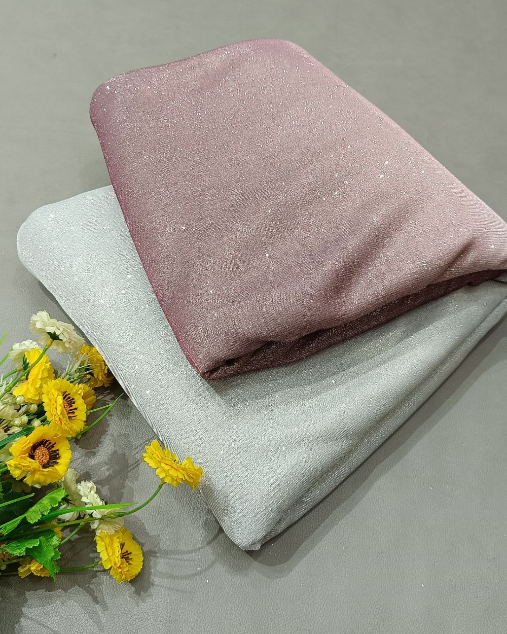 Imported Sparkle Dual Tone Shaded (Silver & Wine) Colour 55 Inches Width