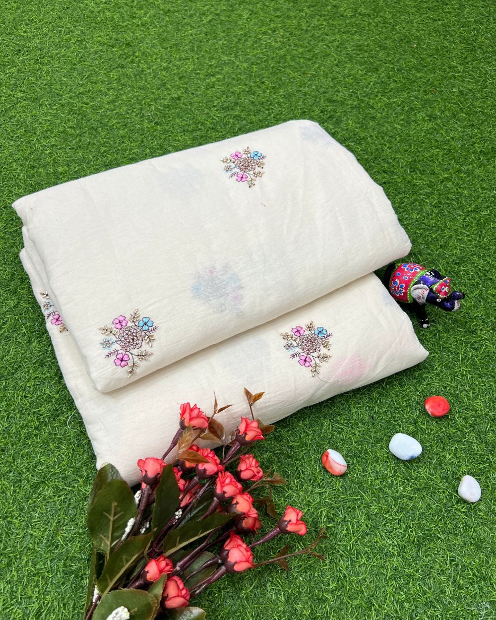 Kora Cotton Work Multicolor 45 Inches Width