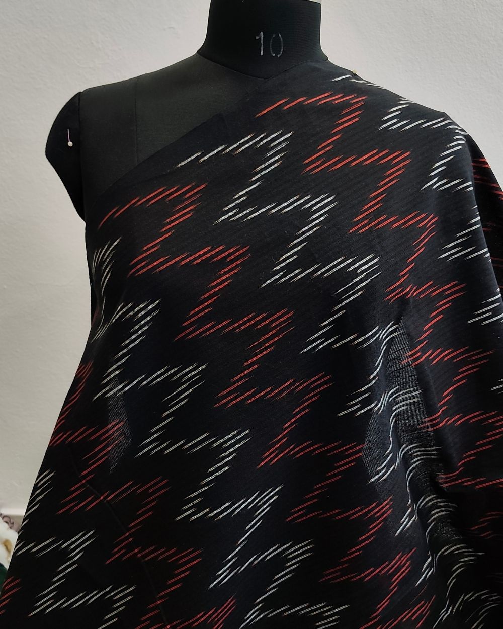 Woven Pure Cotton Ikat Black Colour 42 Inches Width