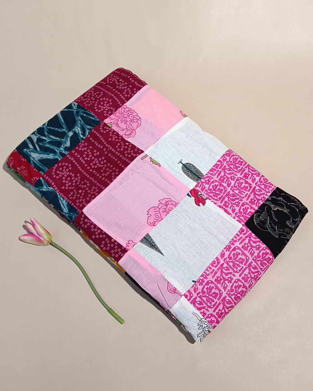 Printed Cotton  Patchwork Quilt Multicolor 42 Inches Width