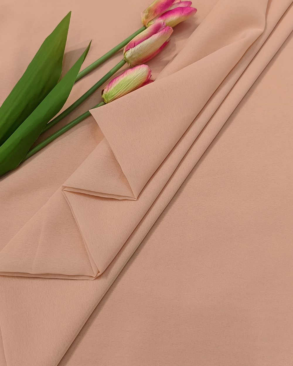 Plain Georgette Peach Puree Colour 44 Inches Width