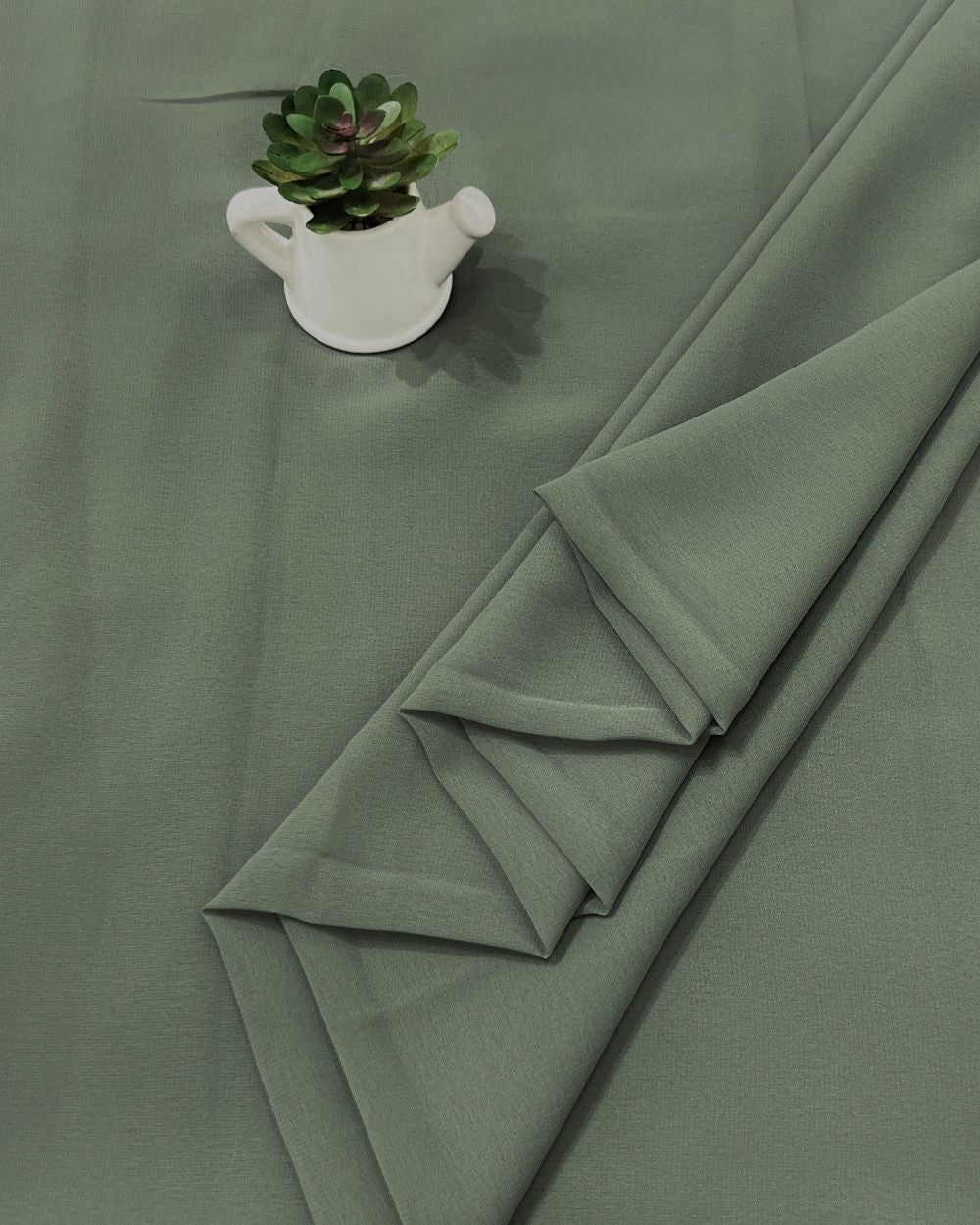 Plain Georgette Basil Green Colour 44 Inches Width