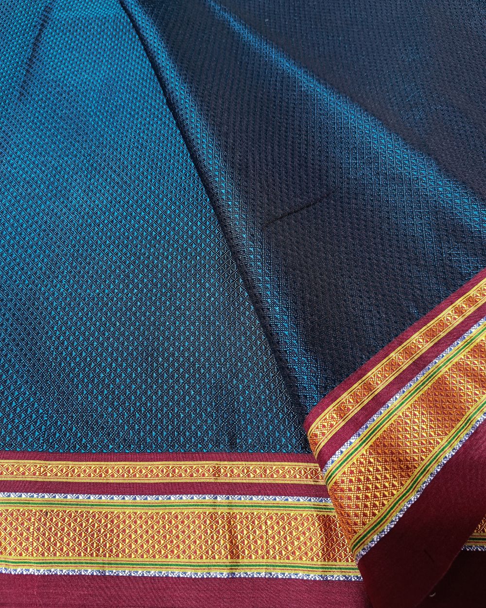 Cotton Khun Peacock Blue Colour 36 Inches Width