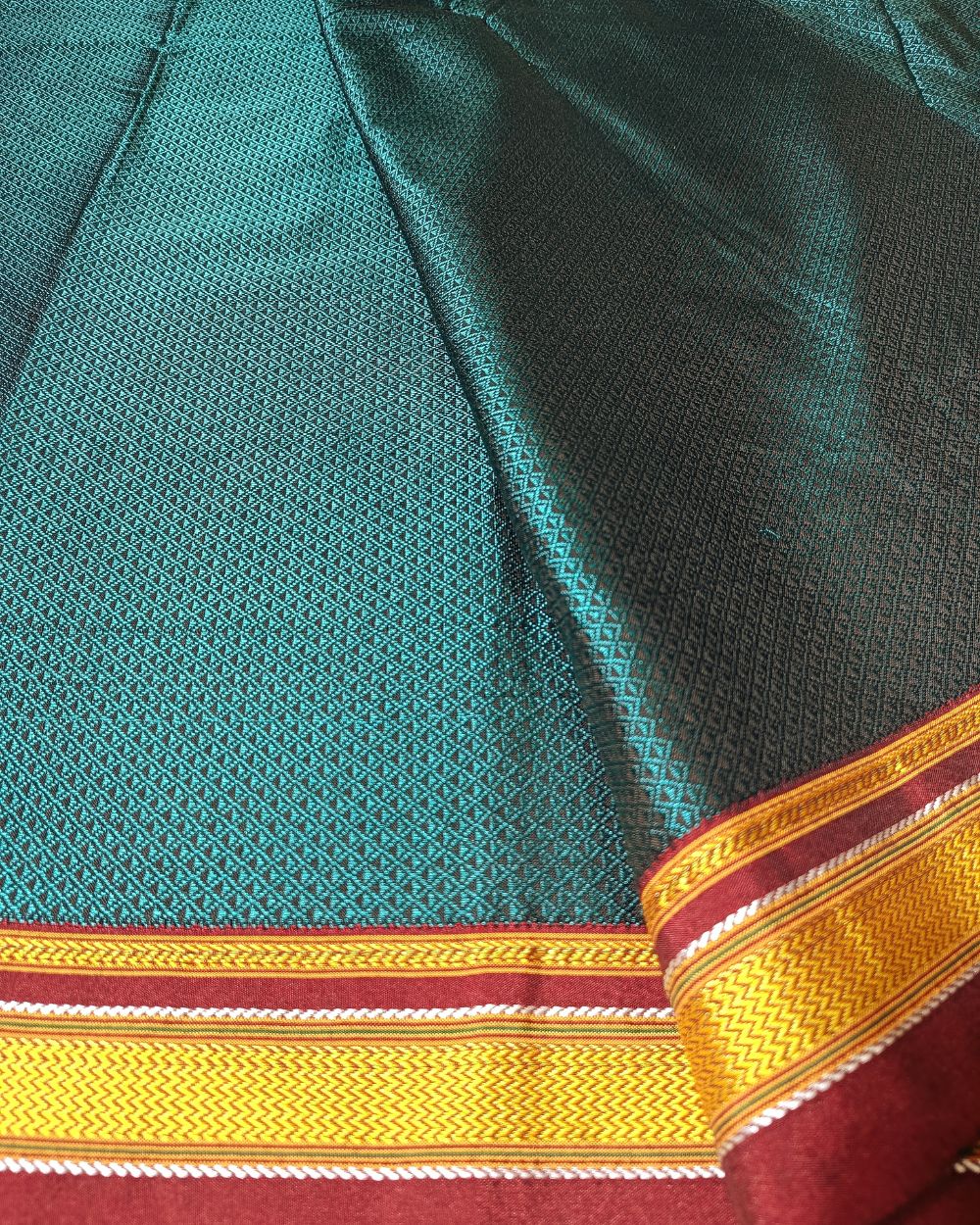 Cotton Khun Peacock Green Colour 36 Inches Width