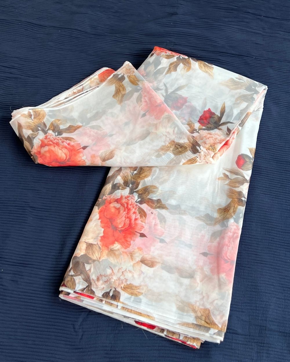 Premium Printed Organza Off White Colour 42 Inches Width