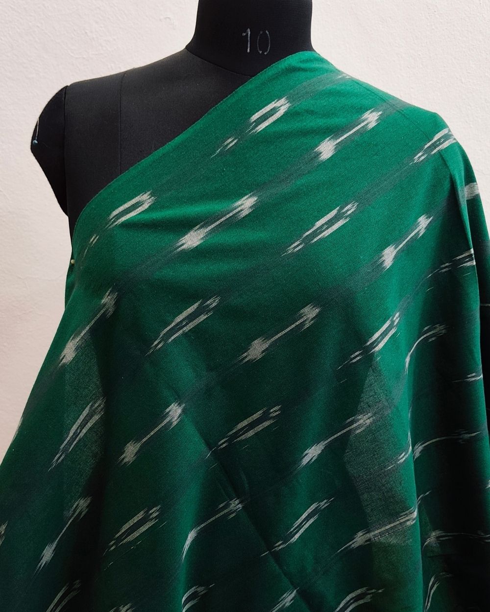 Woven Pure Cotton Ikat Green Colour 42 Inches Width