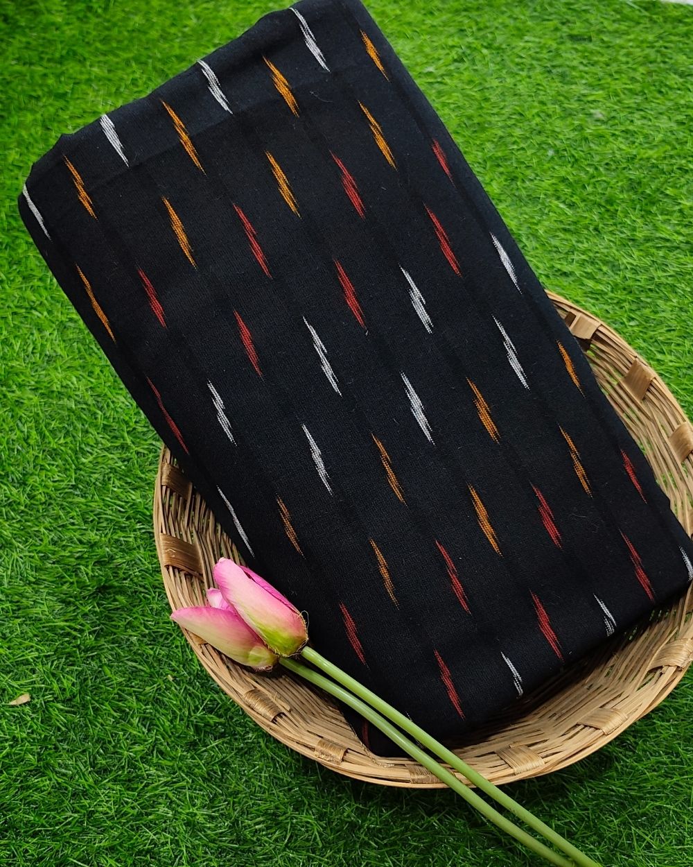 Woven Pure Cotton Ikat Black Colour 42 Inches Width