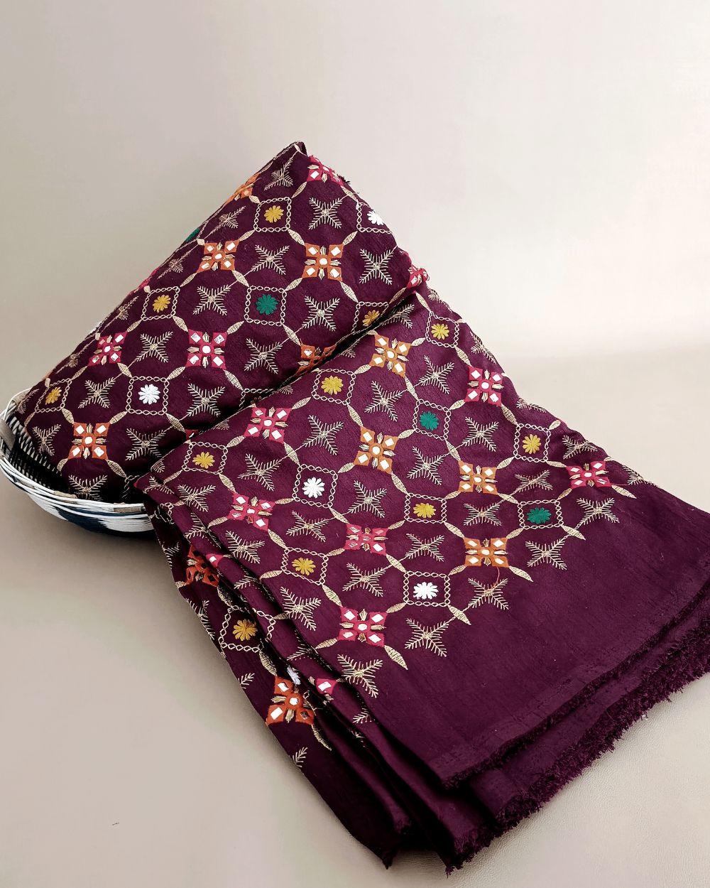 Mulberry Work Burgundy Colour 44 Inches Width