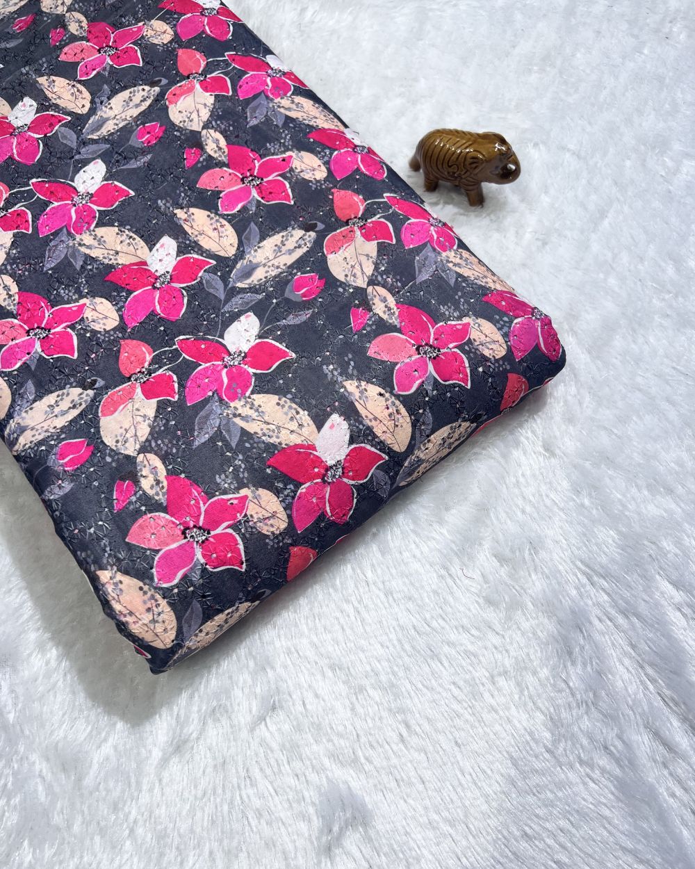 Printed Hakoba Cotton Dark Grey Colour 42 Inches Width