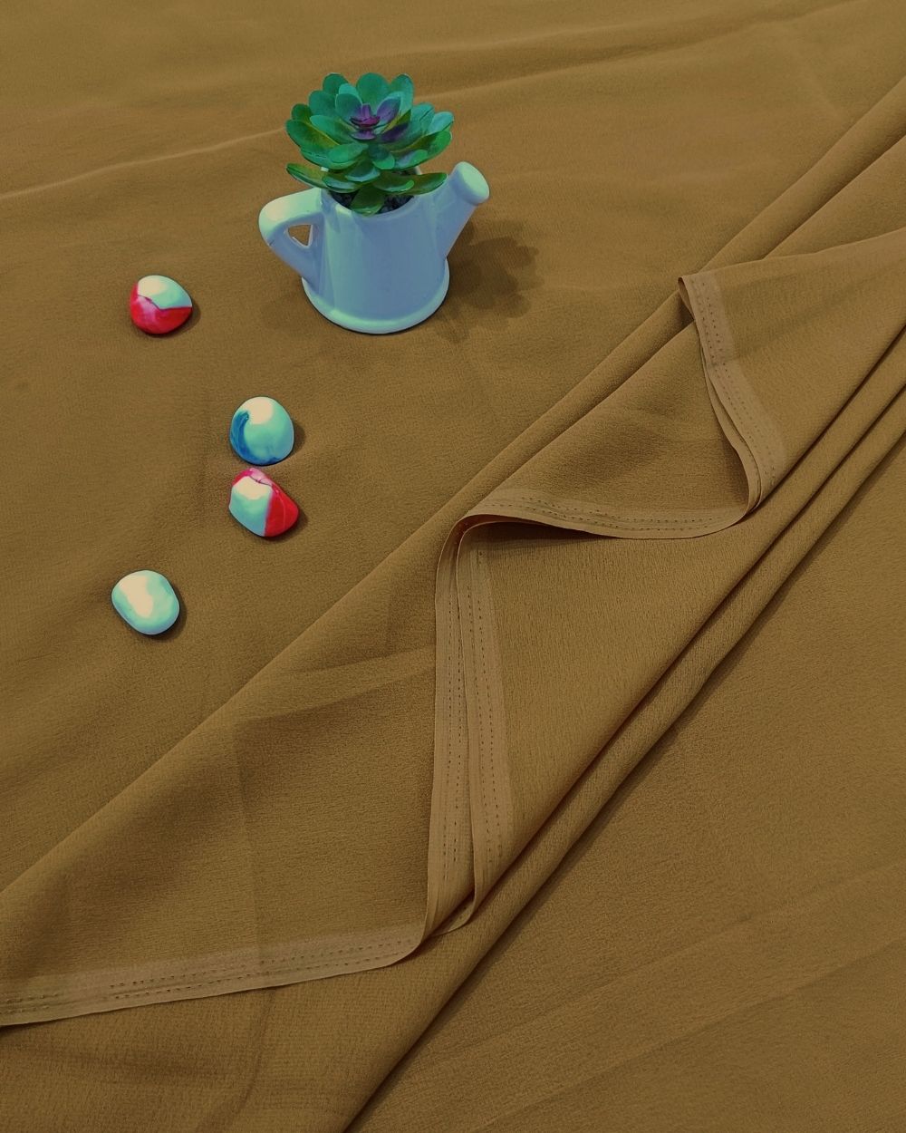 Plain Georgette Dark Mustard Gold Colour 44 Inches Width