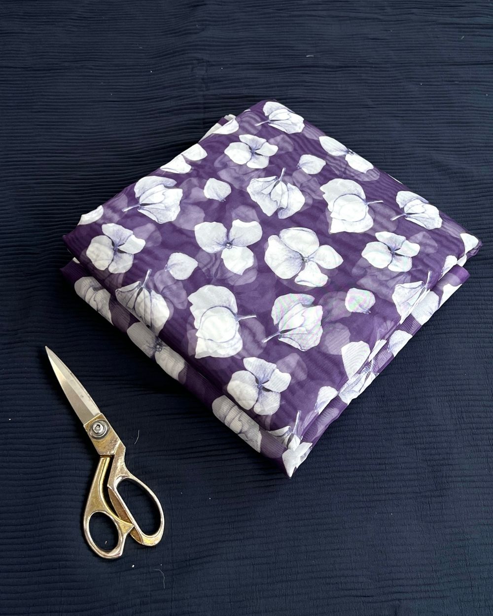 Premium Printed Organza Grape Violet Colour 42 Inches Width
