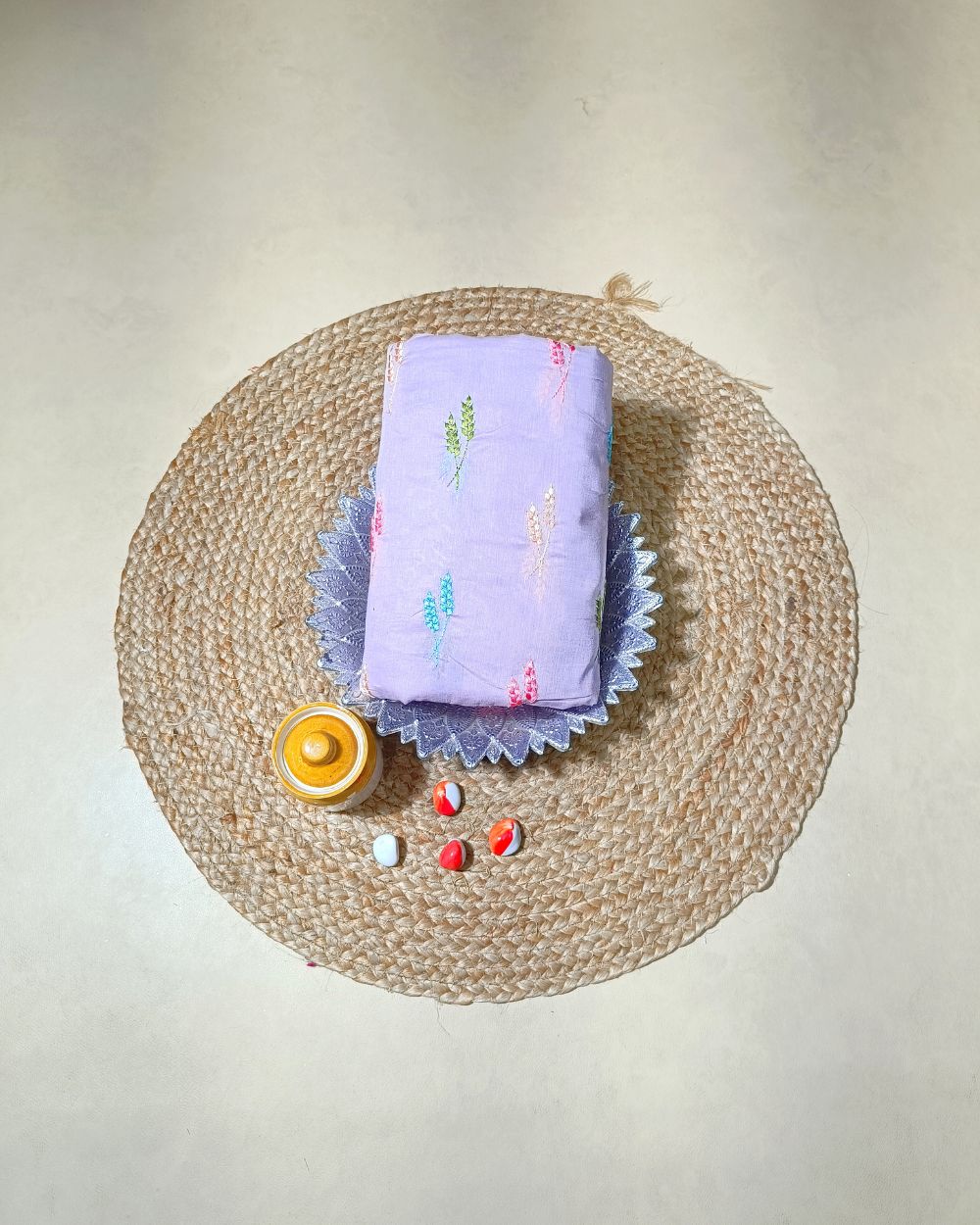 Mal Cotton with Thread Work Lavender Colour 40 Inches Width