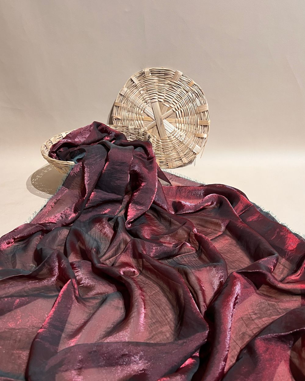 Plain Space Silk (Fendy Satin) Dark Maroon Colour 45 Inches Width