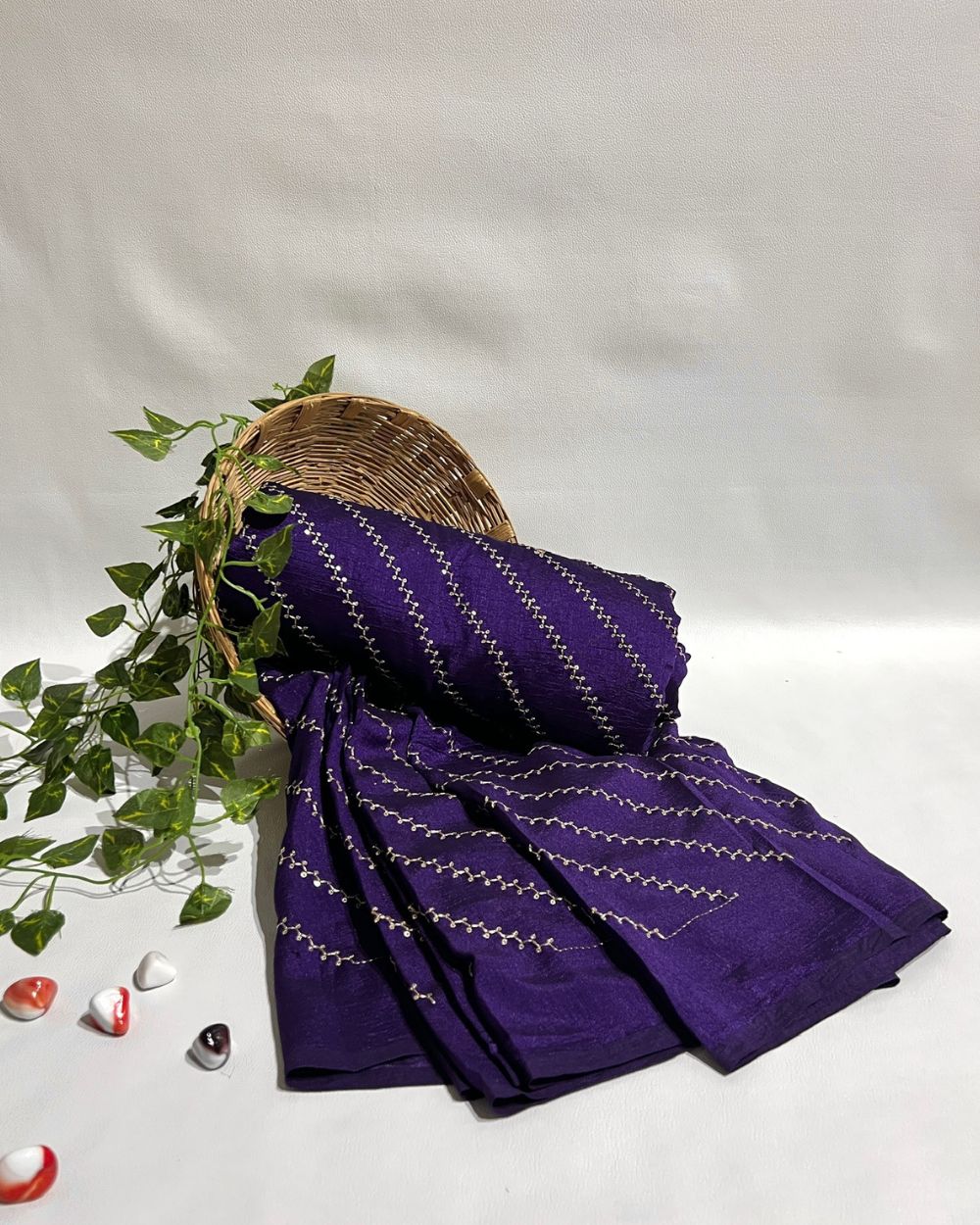 Vichitra Silk Work Purple Colour 44 Inches Width