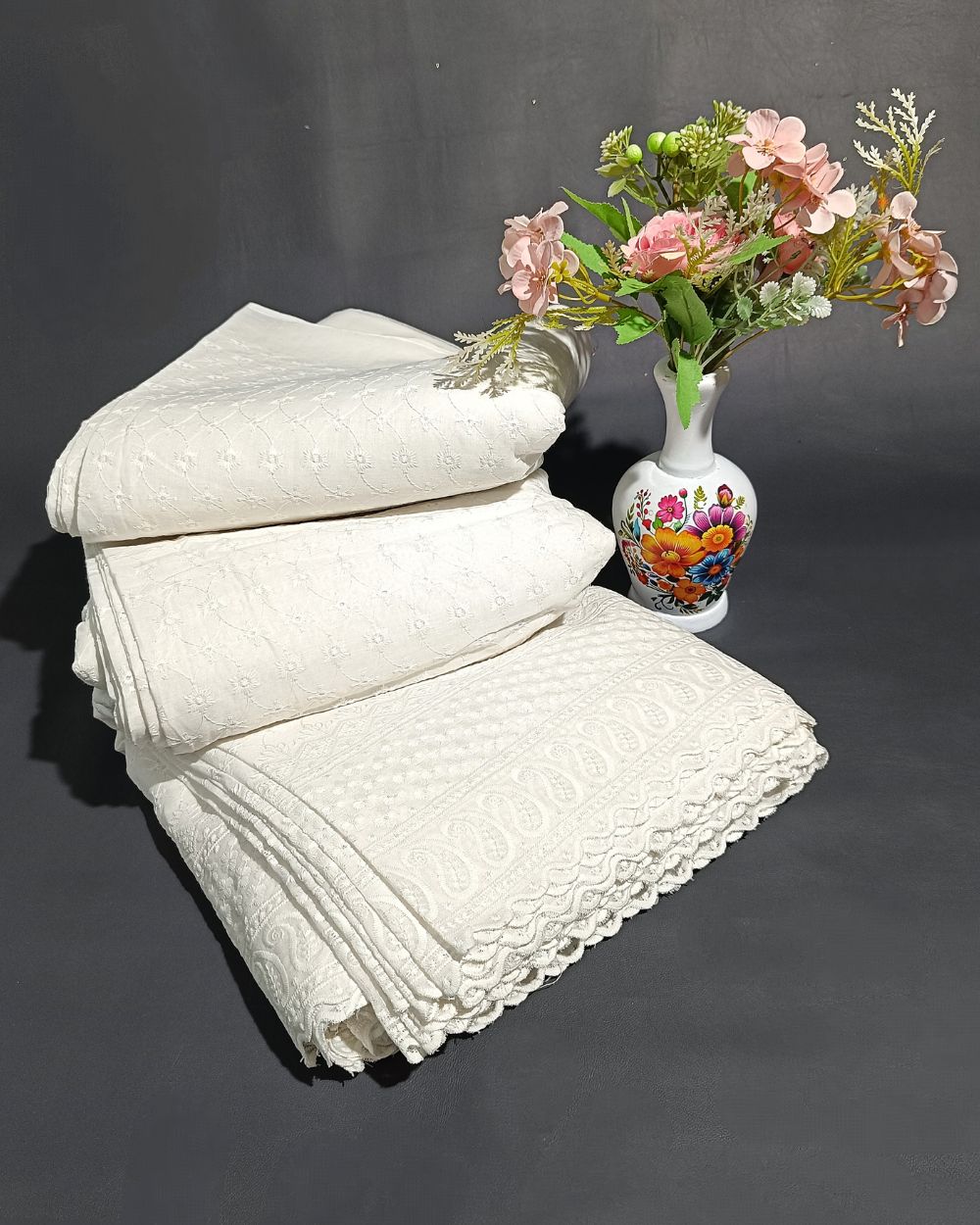 Chikankari Cotton With Border Work White Colour 42 Inches Width