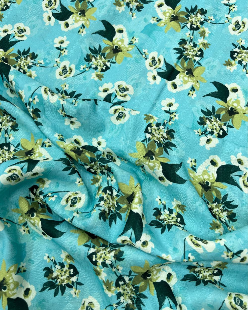 Printed Mix Cotton Turquoise Blue Colour 45 Inches Width