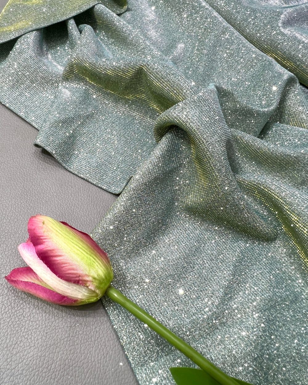 Imported Sparkle Pastel Pista Colour 55 Inches Width