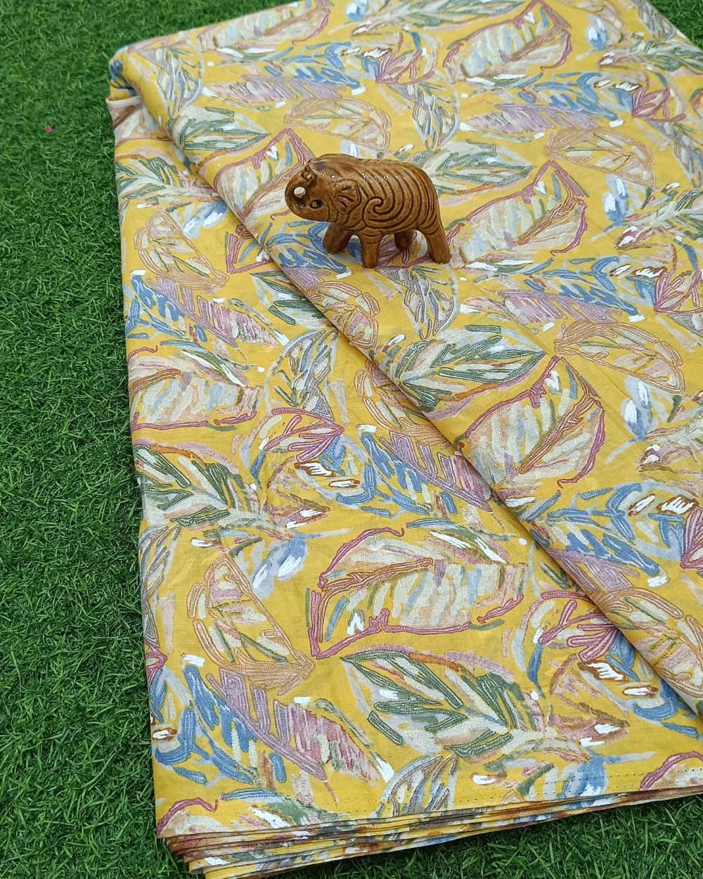 Mal Cotton Foil Print Yellow Colour 44 Inches Width