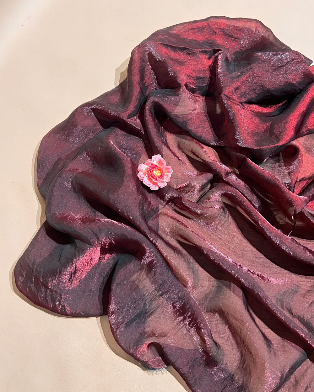 Plain Space Silk (Fendy Satin) Dark Maroon Colour 45 Inches Width